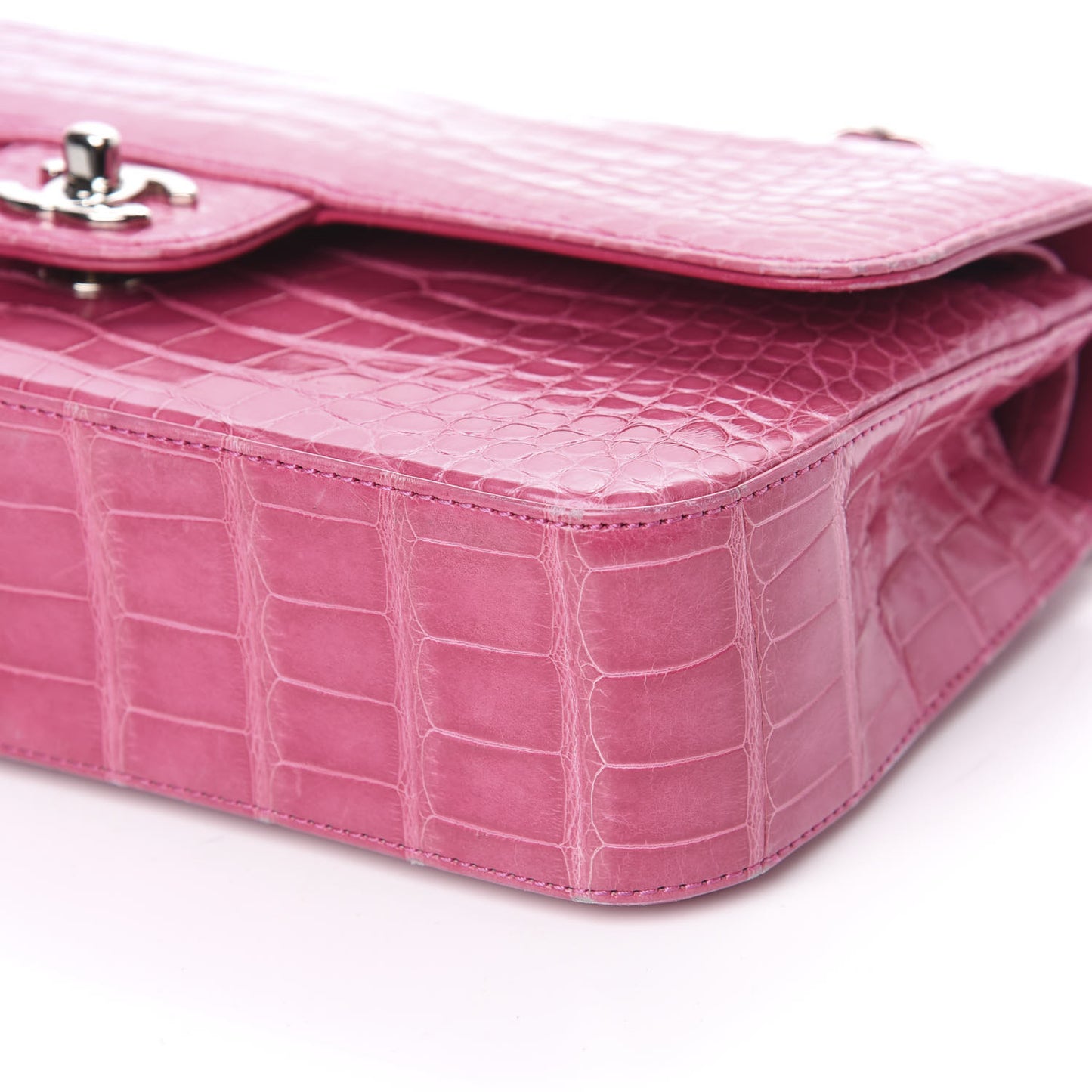 Alligator Medium Double Flap Pink