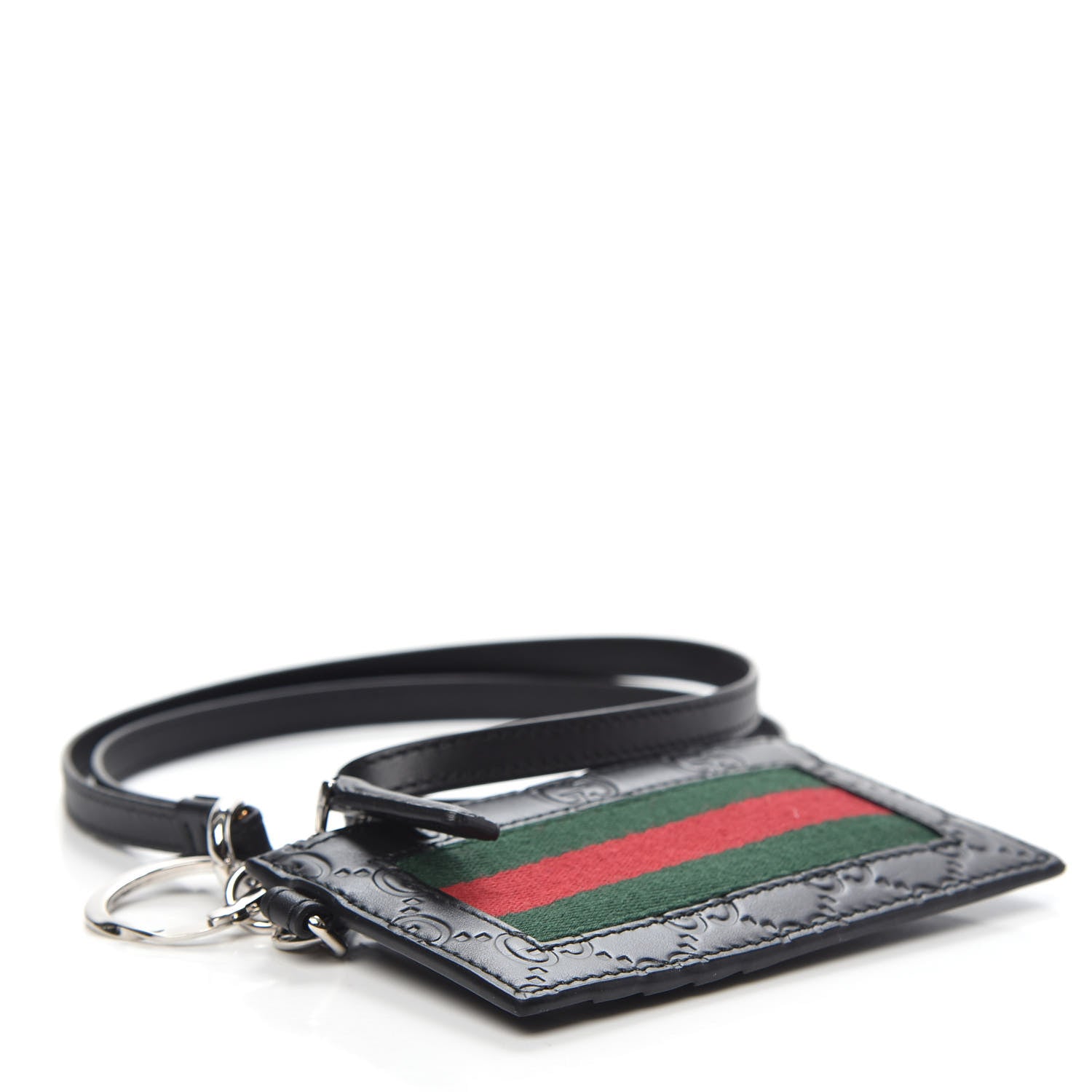 Gucci Guccissima Web Lanyard Coin Case Card Holder Black 4 of 6
