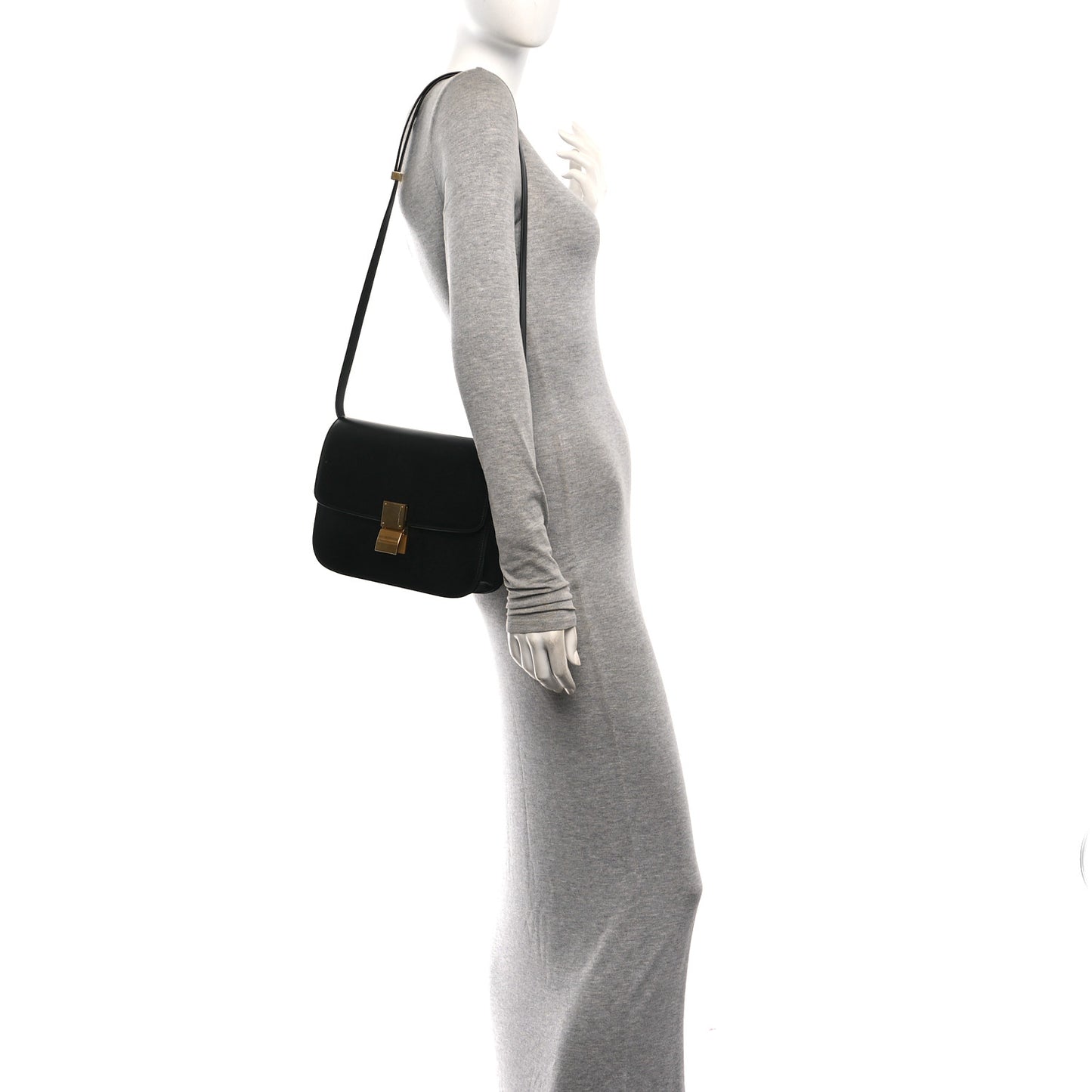Box Calfskin Medium Classic Box Flap Bag Black