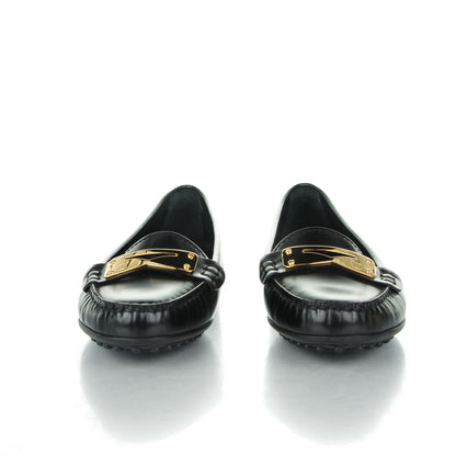 Louis Vuitton Calfskin Cluny Loafers 37.5 Black 2 of 7