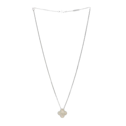 Van Cleef & Arpels 18K White Gold Mother of Pearl Vintage Alhambra Pendant Necklace 3 of 7