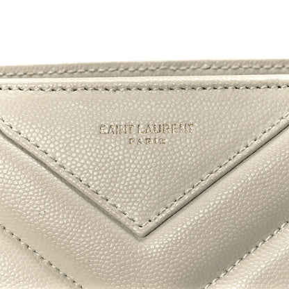 Saint Laurent Grain de Poudre Matelasse Chevron Medium Tribeca Shopping Bag Crema Soft 8 of 12