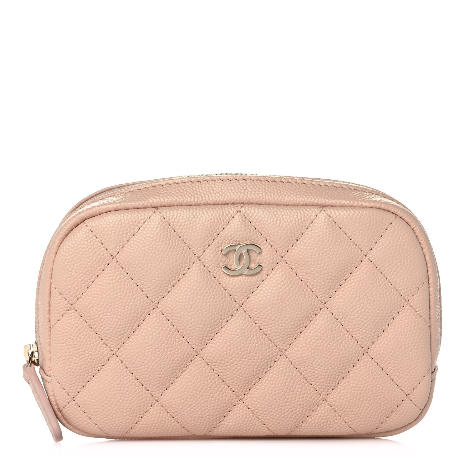 Chanel Caviar Quilted Small Curvy Pouch Cosmetic Case Light Beige 1 of 11