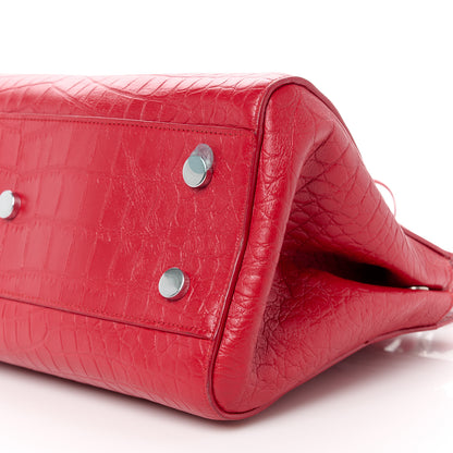 Saint Laurent Calfskin Crocodile Embossed Small Cabas Rive Gauche Red 11 of 11