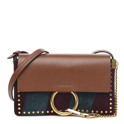 Chloe Suede Calfskin Studded Small Faye Shoulder Bag Brown 1 of 10