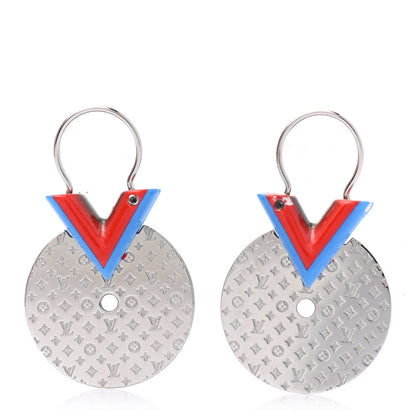 Louis Vuitton Enamel Palladium Essential V Gong BB Earrings 4 of 5