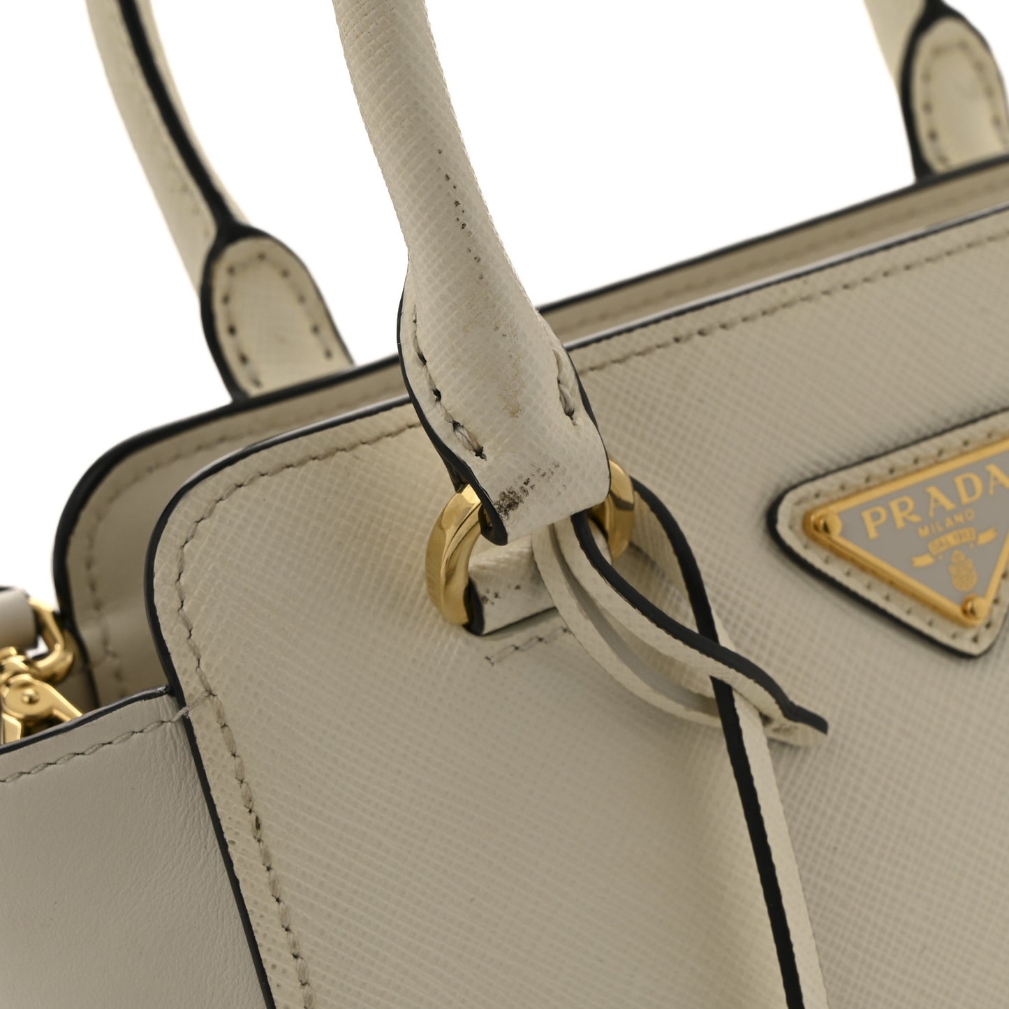 Saffiano Soft Calfskin Mini Zippered Tote White