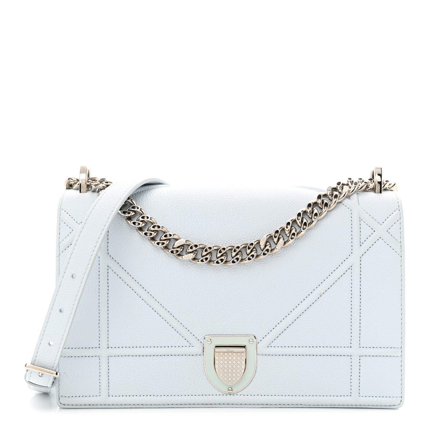 Christian Dior Grained Calfskin Medium Diorama Flap Bag Light Blue 1 of 15