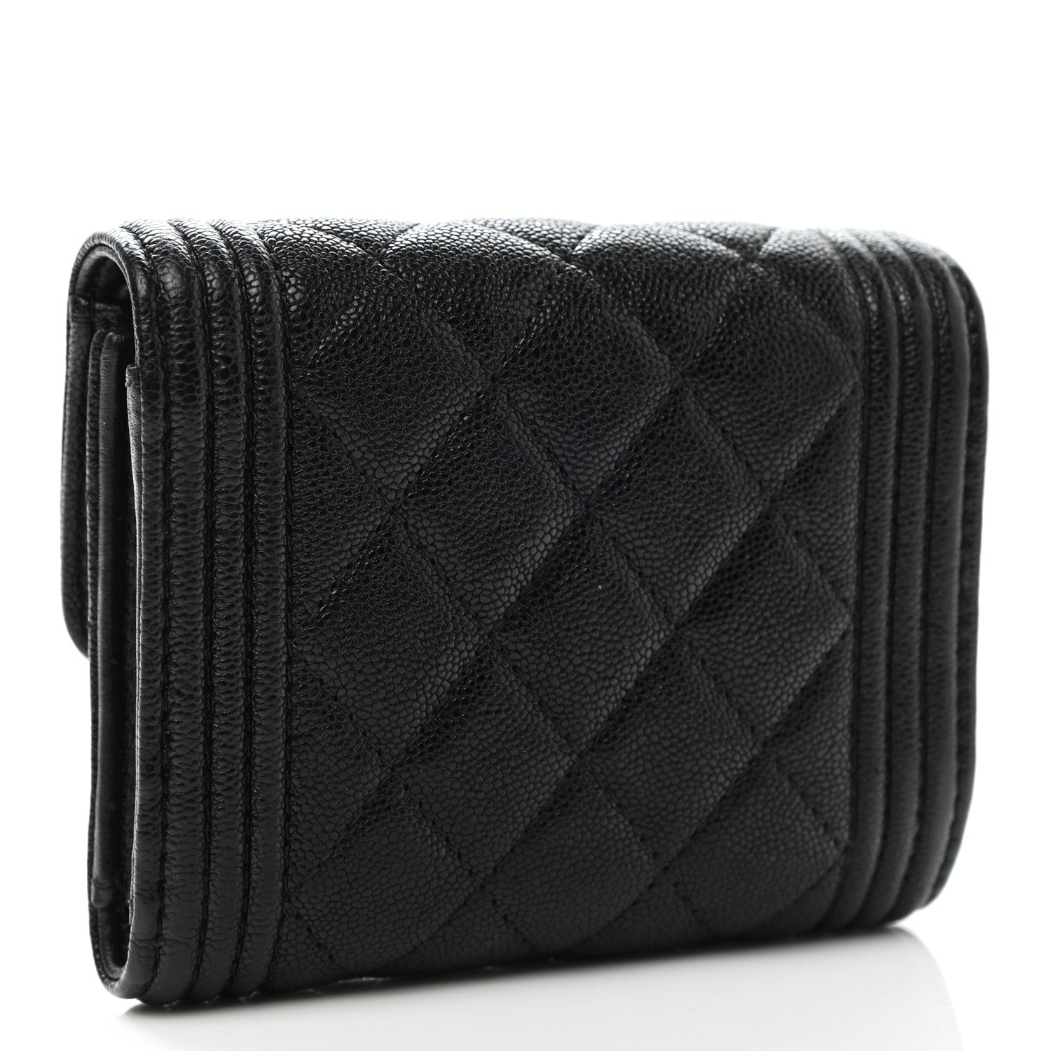 Chanel Caviar Quilted Compact Boy Wallet Black 3 of 8
