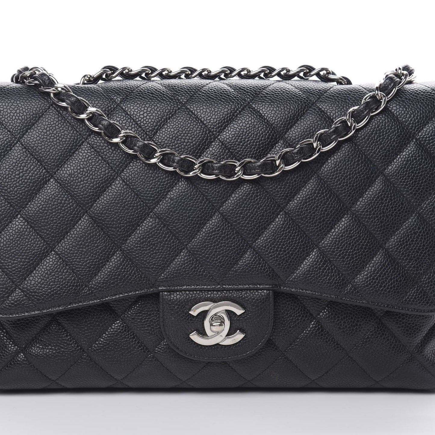 Caviar Quilted Jumbo Single Flap Black