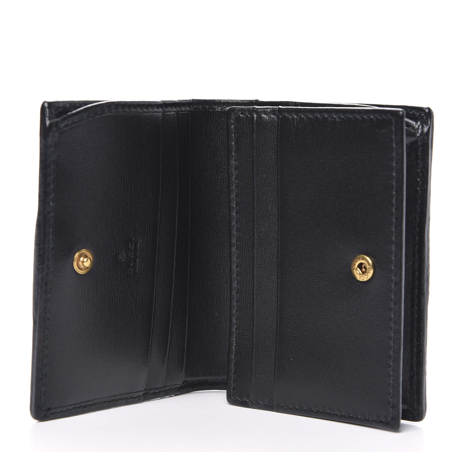 Calfskin Web Trapuntata GG Marmont Card Case Wallet Black