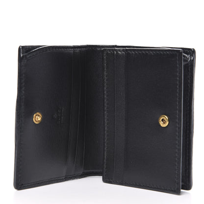 Gucci Calfskin Web Trapuntata GG Marmont Card Case Wallet Black 5 of 9