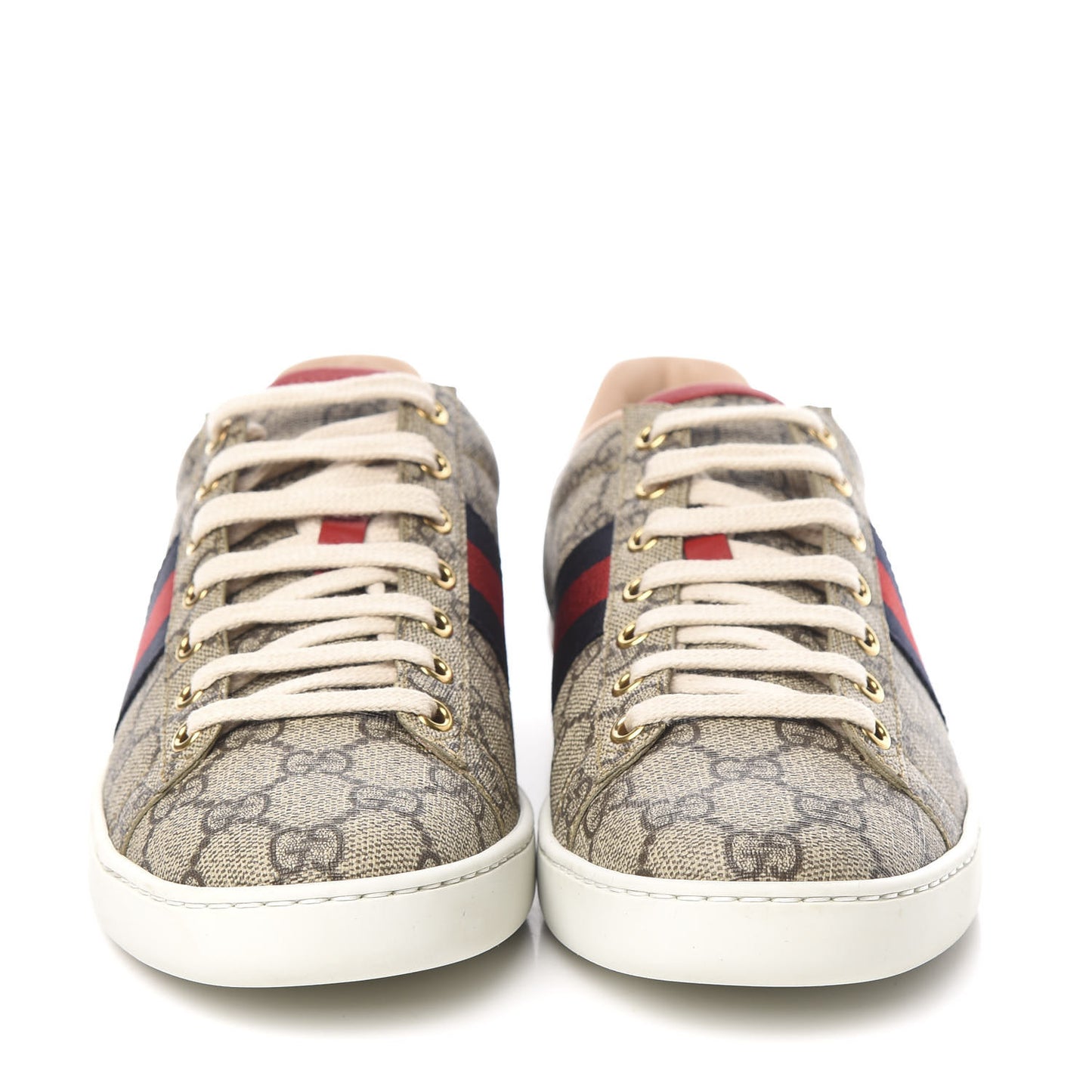 GG Supreme Monogram Womens Ace Low-Top Sneaker 38.5 Beige