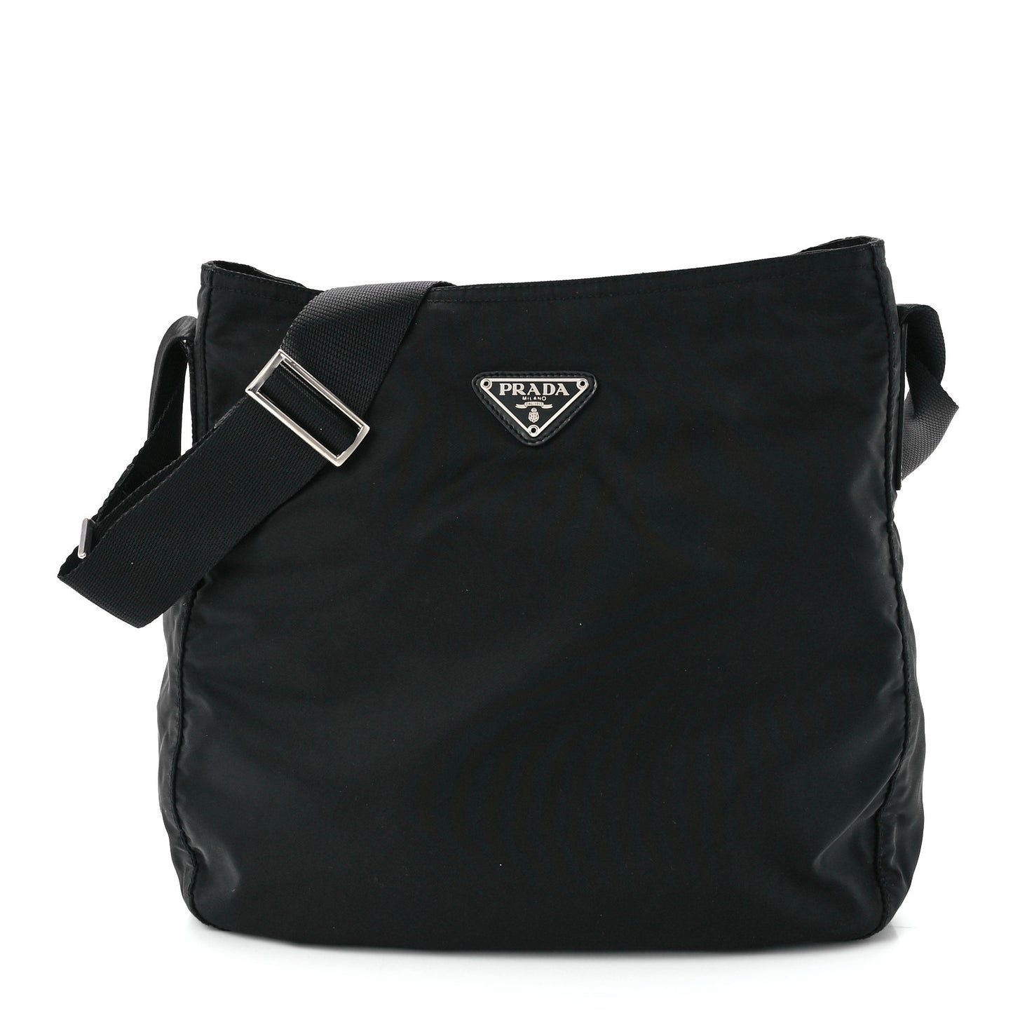 Nylon Flat Messenger Bag Black