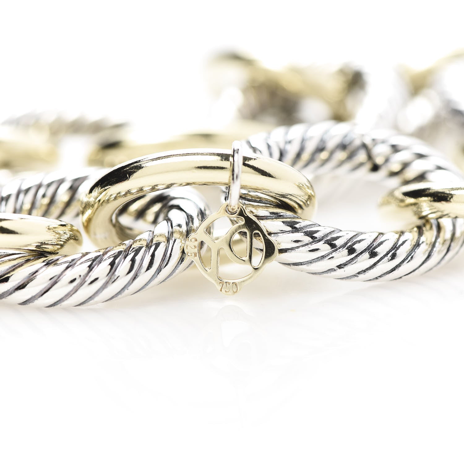 David Yurman Sterling Silver 18K Yellow Gold 23mm Extra Large Oval Link Necklace 4 of 4