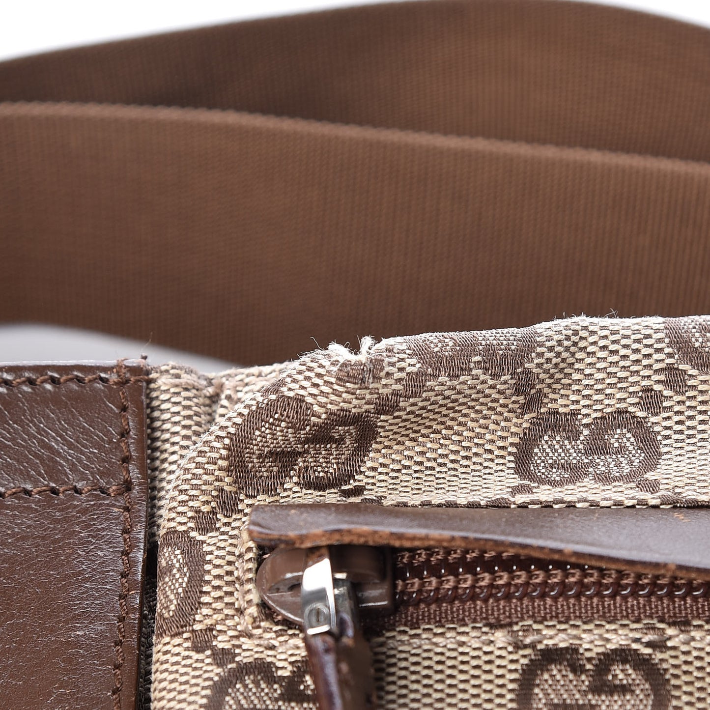 GG Monogram Double Pocket Belt Bag Brown