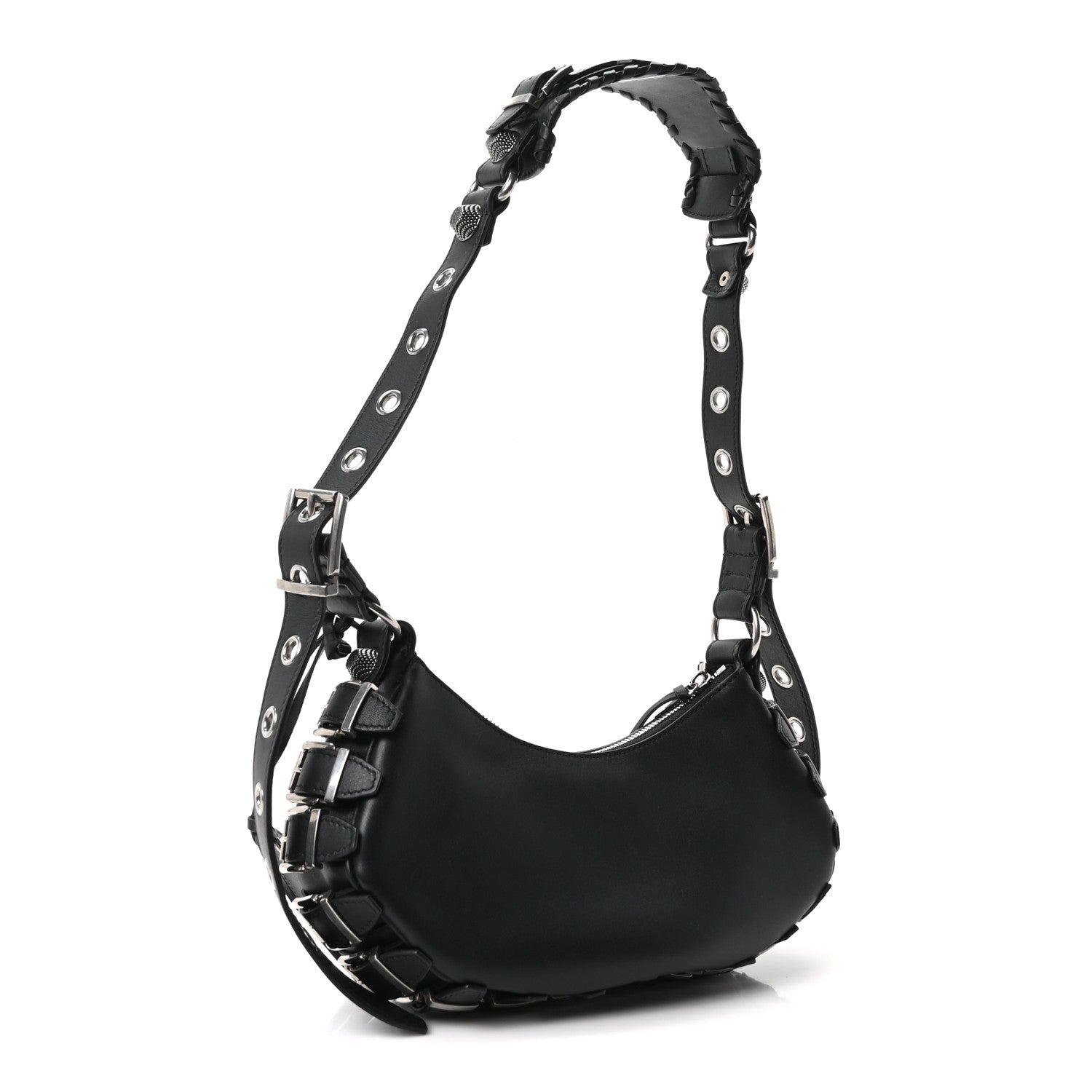 Balenciaga Smooth Calfskin Buckles Le Cagole Shoulder Bag XS Black 4 of 11