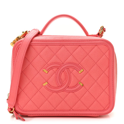 Chanel Caviar Quilted Medium CC Filigree Vanity Case Coral 1 of 11