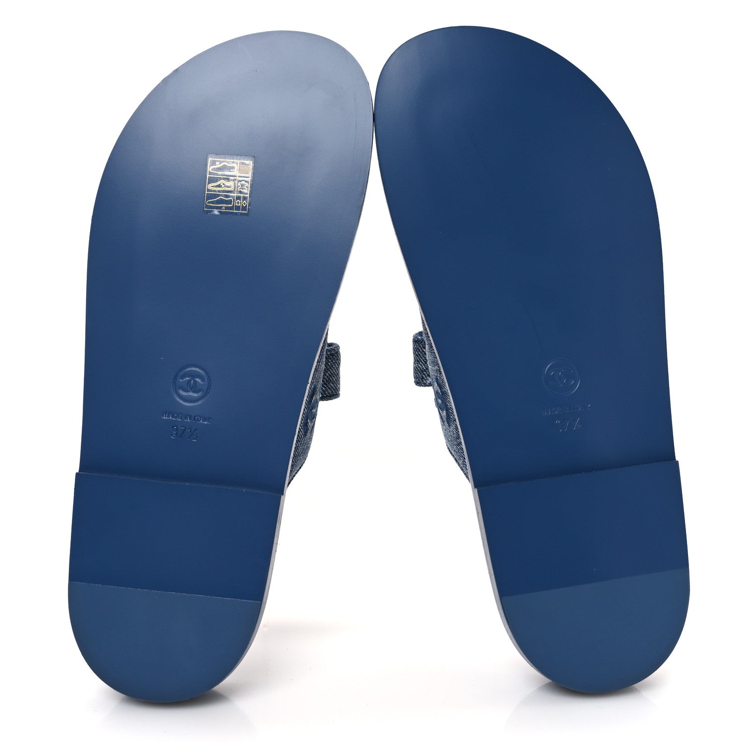 Chanel Denim CC Velcro Dad Chain CC Slide Sandals 37.5 Blue 7 of 11