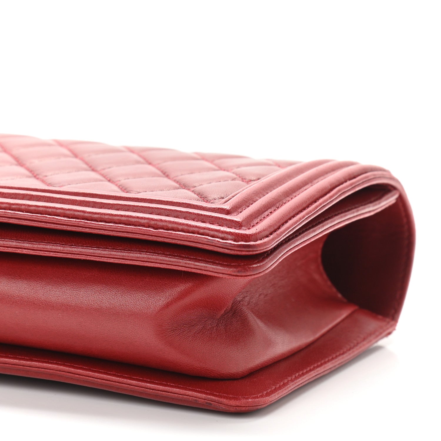 Chanel Lambskin Quilted Boy Flap Clutch Red 6 of 11