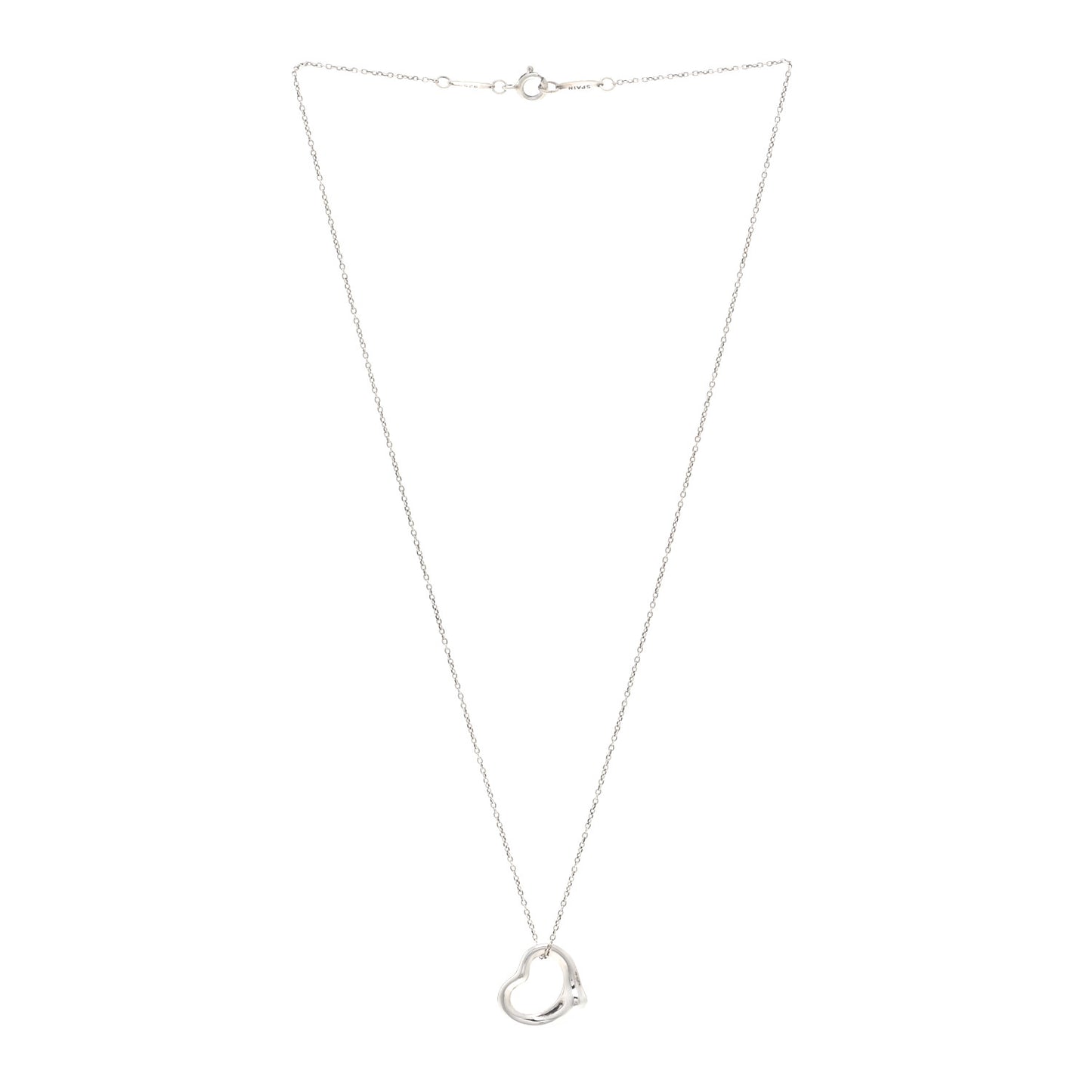 Sterling Silver 16mm Elsa Peretti Open Heart Pendant Necklace