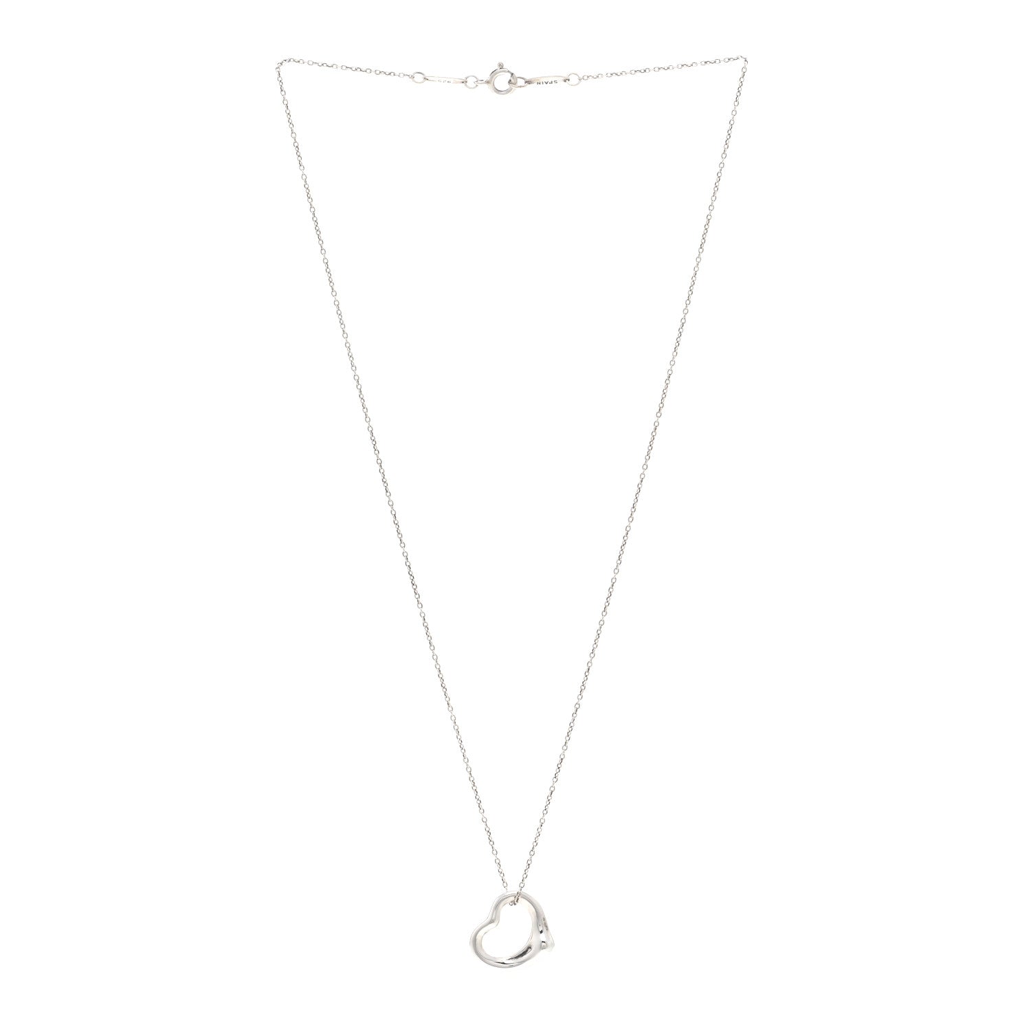 Tiffany Sterling Silver 16mm Elsa Peretti Open Heart Pendant Necklace 3 of 4