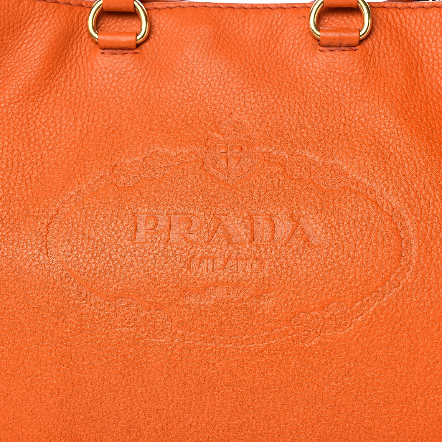 Prada Vitello Daino Logo Shopping Tote Papaya 14 of 14
