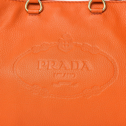 Prada Vitello Daino Logo Shopping Tote Papaya 14 of 14