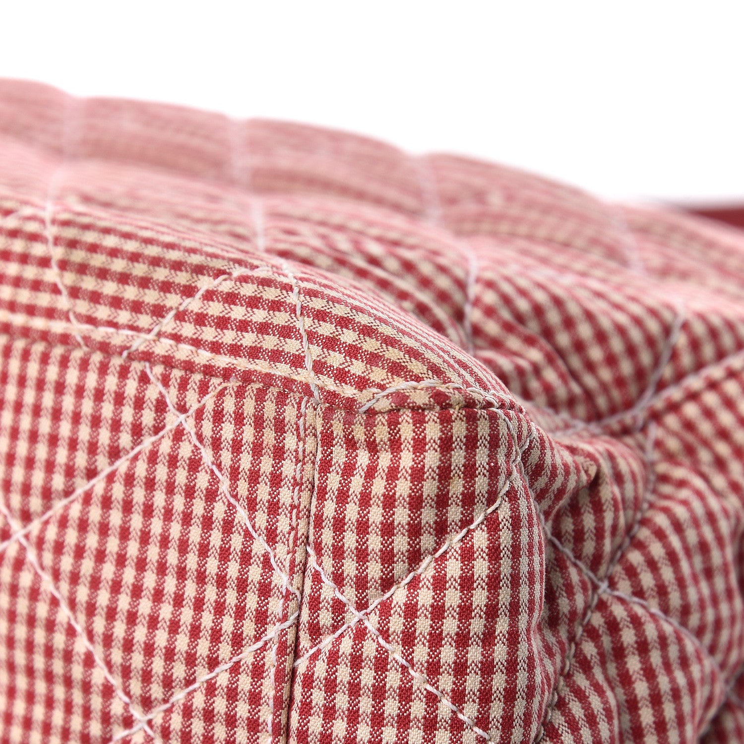 Chanel Toile Gingham Quilted Drawstring Bag Red 16 of 16