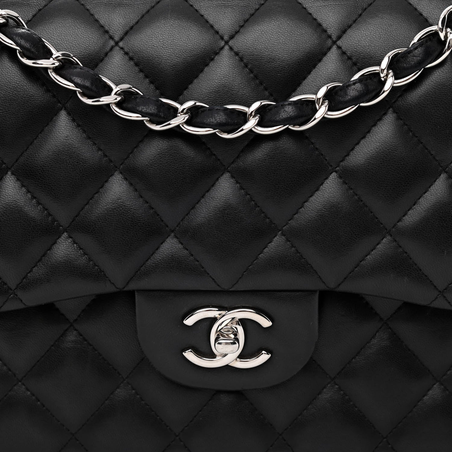Chanel Lambskin Quilted Jumbo Double Flap Black 9 of 17