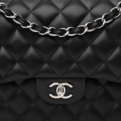 Chanel Lambskin Quilted Jumbo Double Flap Black 9 of 17