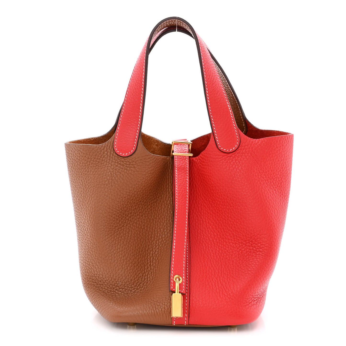 Taurillon Clemence Casaque Picotin Lock 18 PM Gold Rouge De Coeur