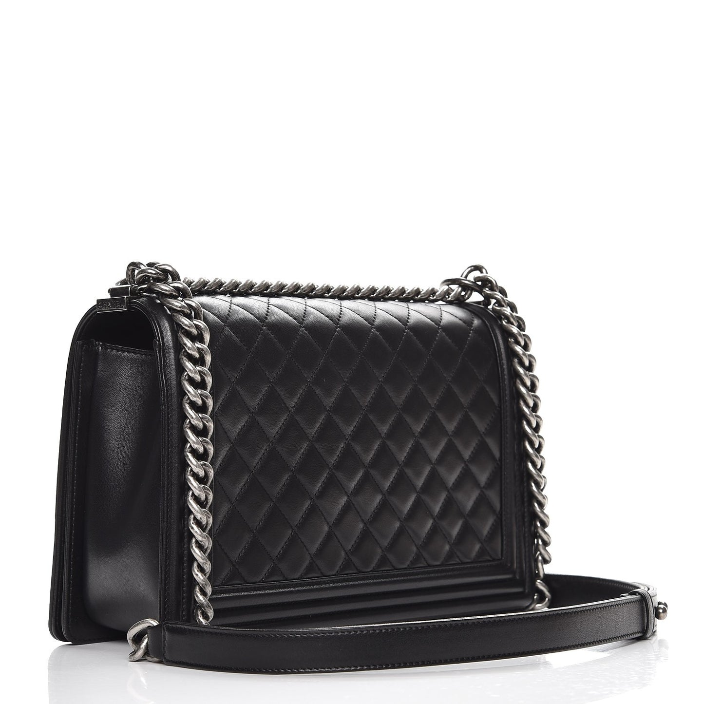 Lambskin Quilted New Medium Boy Flap Black