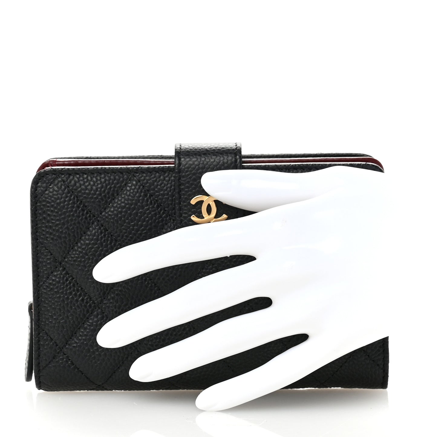 Caviar Quilted Zipped Pocket Wallet Black