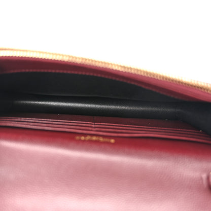 Saint Laurent Grain De Poudre Matelasse Chevron Monogram Envelope Chain Wallet Rouge Legion 5 of 12