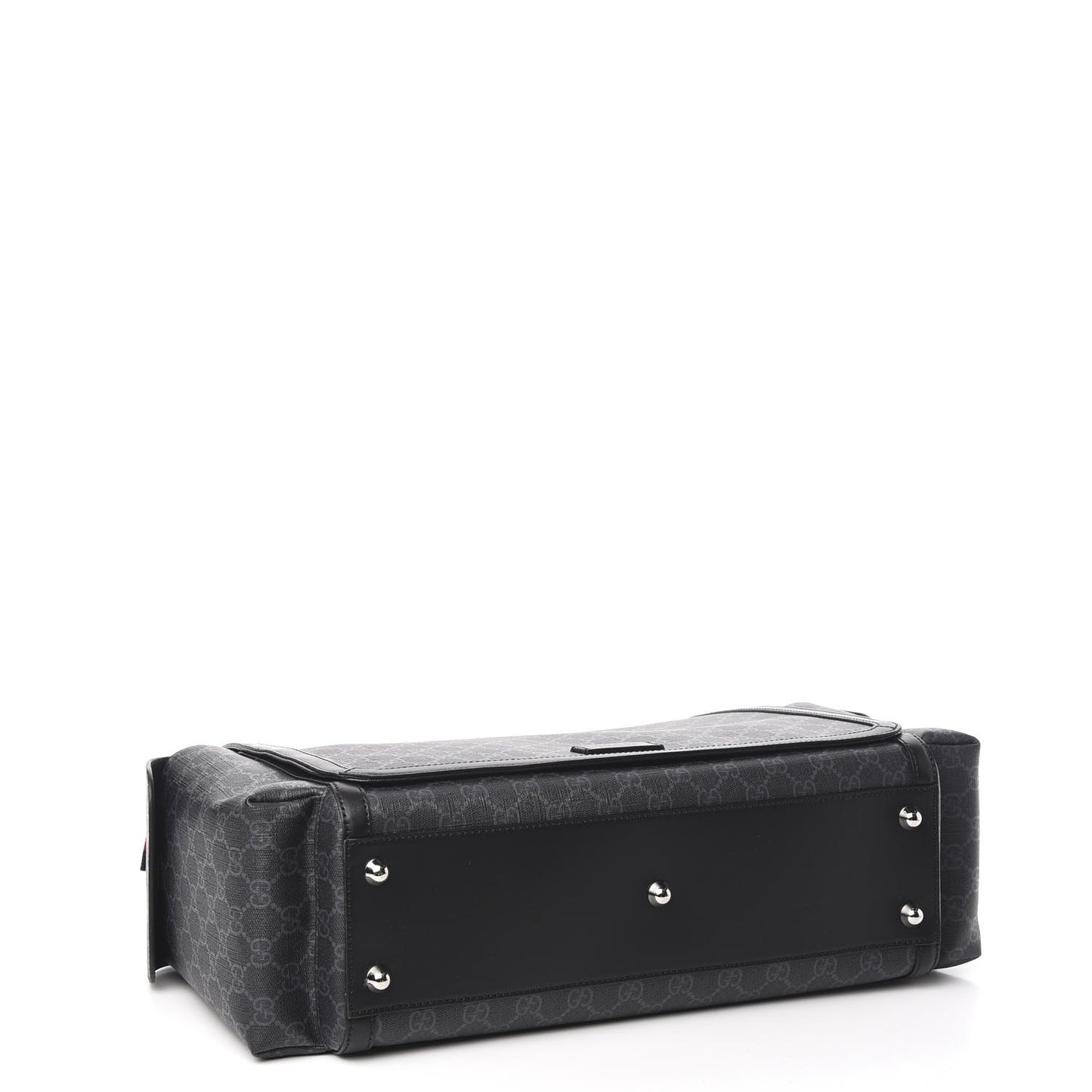 GG Supreme Monogram Web Messenger Diaper Bag Black Grey