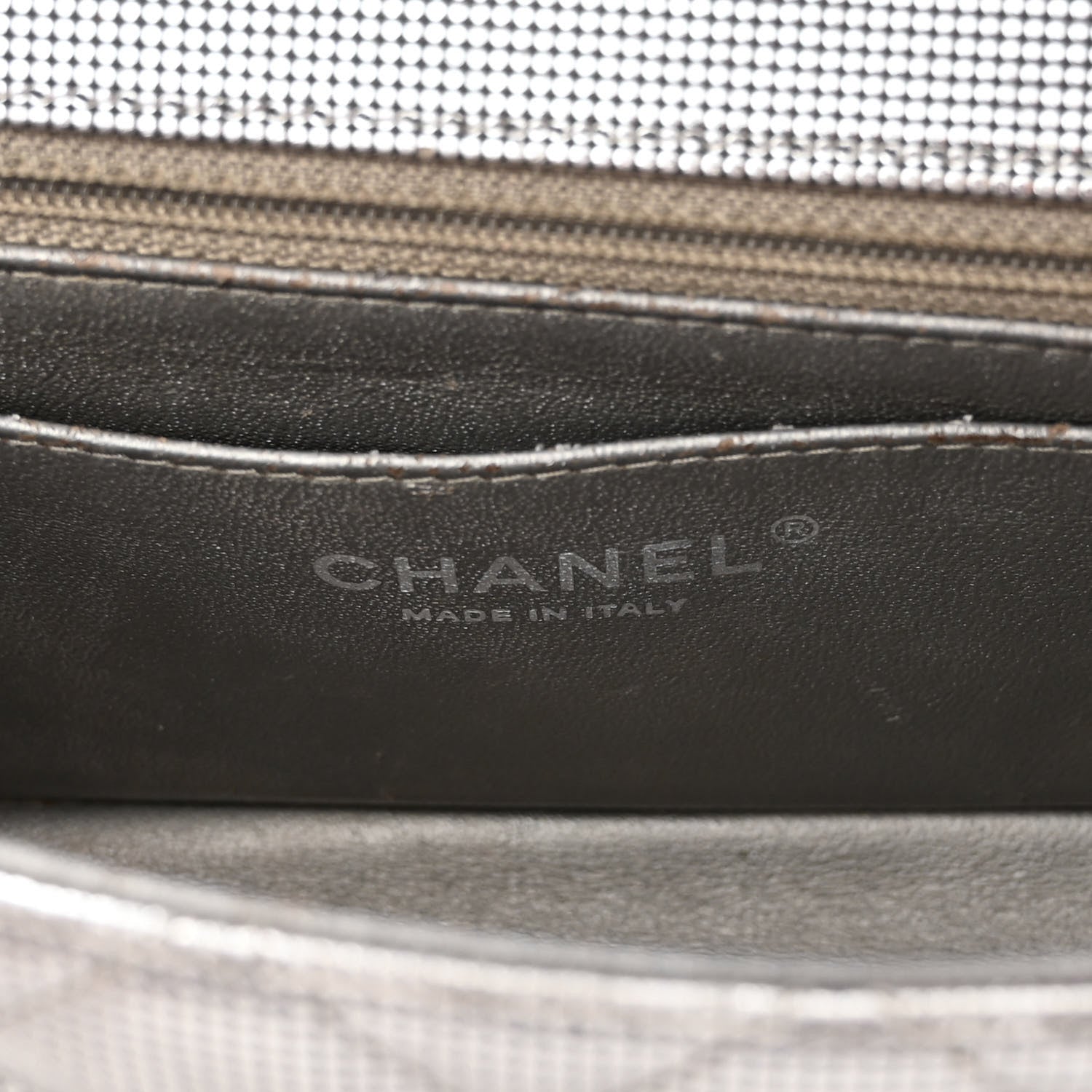 Chanel Metallic Calfskin Quilted Pixel Effect Mini Rectangular Flap Dark Silver 6 of 13