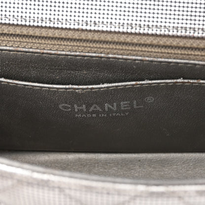 Chanel Metallic Calfskin Quilted Pixel Effect Mini Rectangular Flap Dark Silver 6 of 13