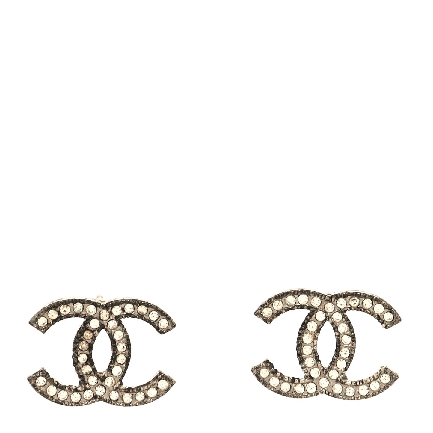 Crystal Large CC Earrings Silver
