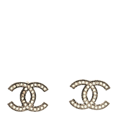Chanel Crystal Large CC Earrings Silver 1 of 5