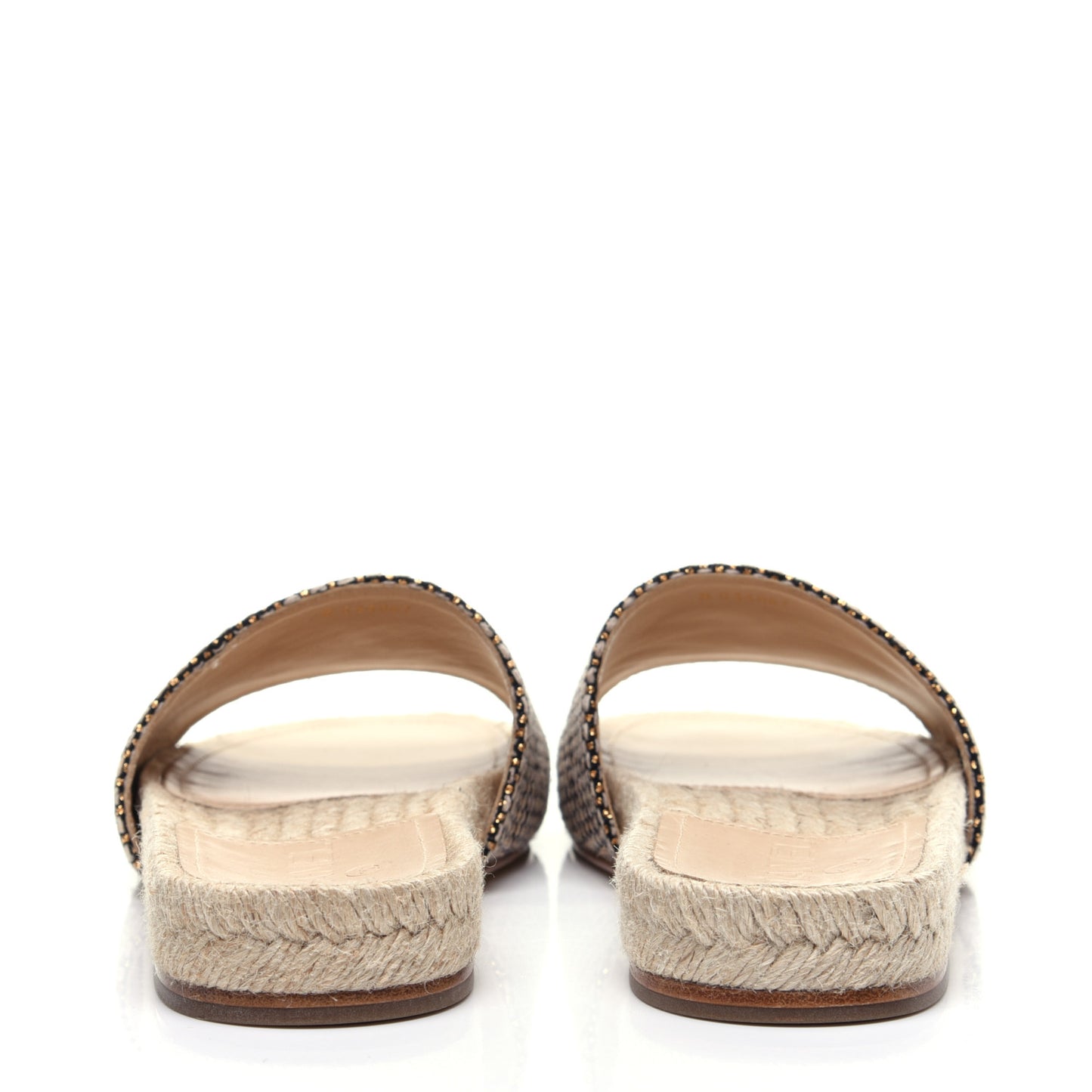 Metallic Tweed CC Espadrille Slip On Sandals 37 Beige Black
