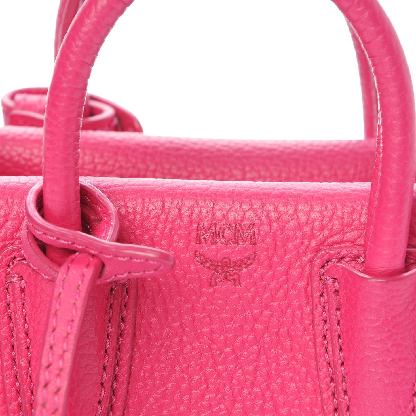 Grained Calfskin Micro Milla Tote Beetroot Pink