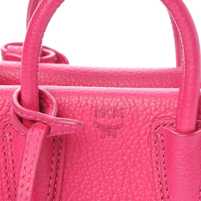 MCM Grained Calfskin Micro Milla Tote Beetroot Pink 8 of 11