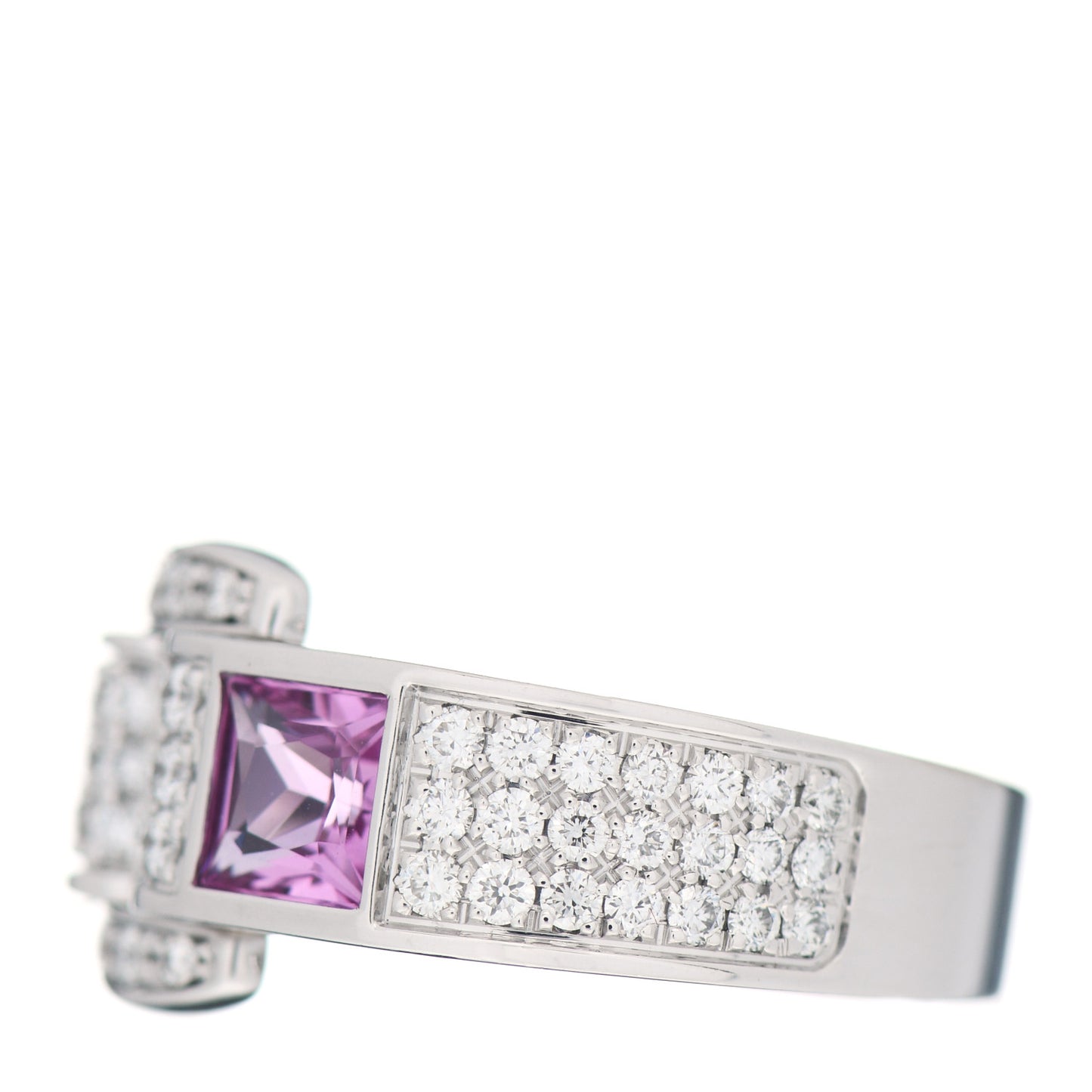 18K White Gold Diamond Pink Sapphire Miss Protocol Ring 54 6.75