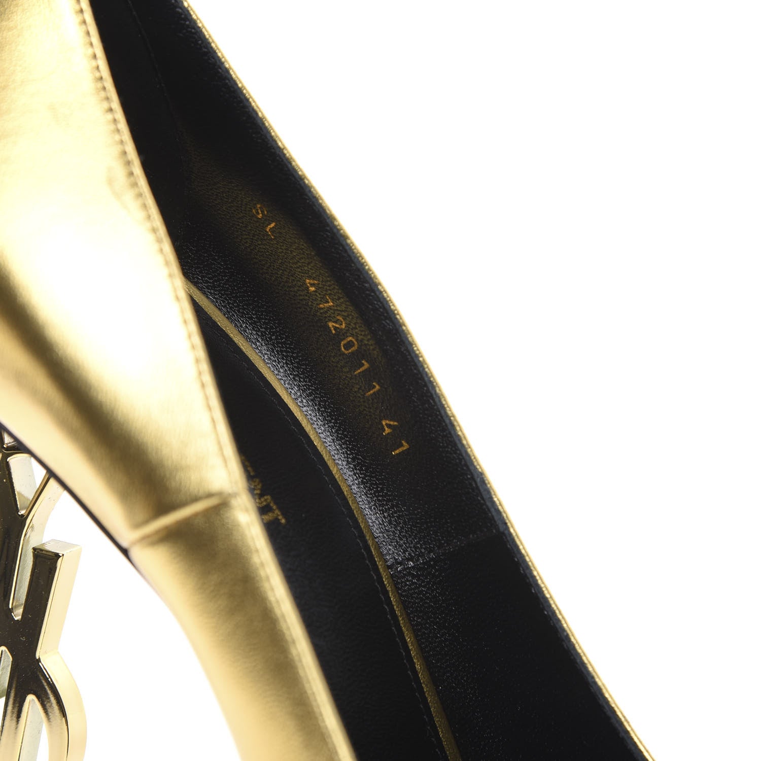 Saint Laurent Calfskin Opyum 100 Pumps 41 Gold 7 of 10