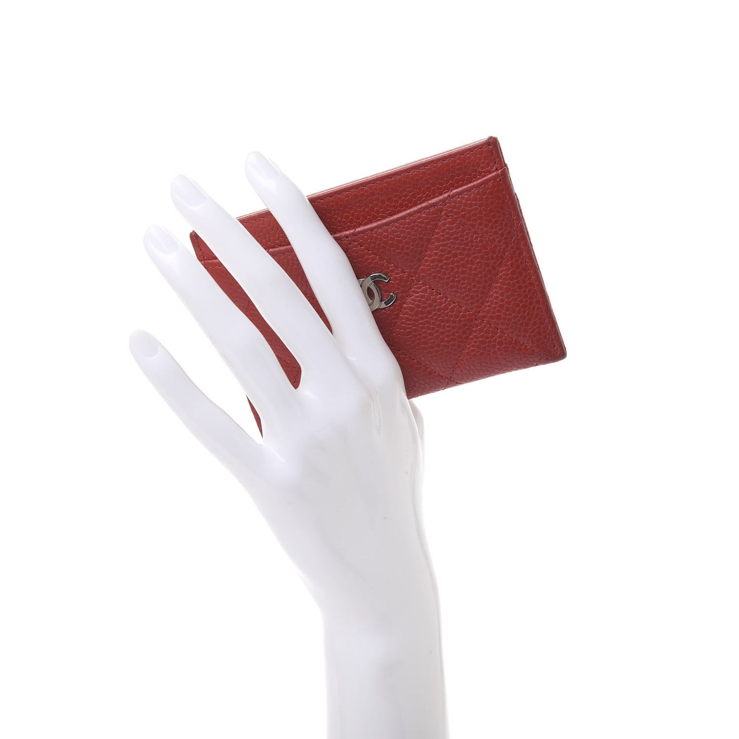 Caviar Quilted Card Holder Red
