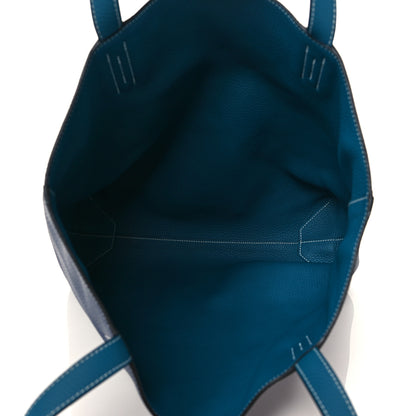 Hermes Taurillon Clemence Double Sens 45 Reversible Tote Bleu Izmir Bleu Saphir 10 of 15