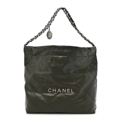 Chanel Shiny Calfskin Quilted Small Chanel 22 Khaki 1 of 13