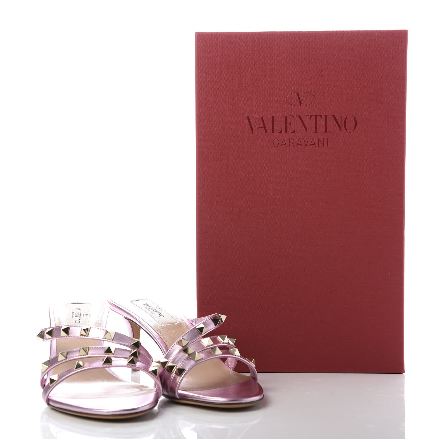 Valentino Garavani Metallic Nappa Rockstud 60mm Slide Sandals 38 Giacinto 10 of 10