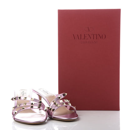 Valentino Garavani Metallic Nappa Rockstud 60mm Slide Sandals 38 Giacinto 10 of 10